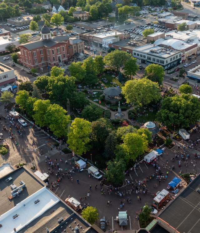 Aerial of the Woodstock Square