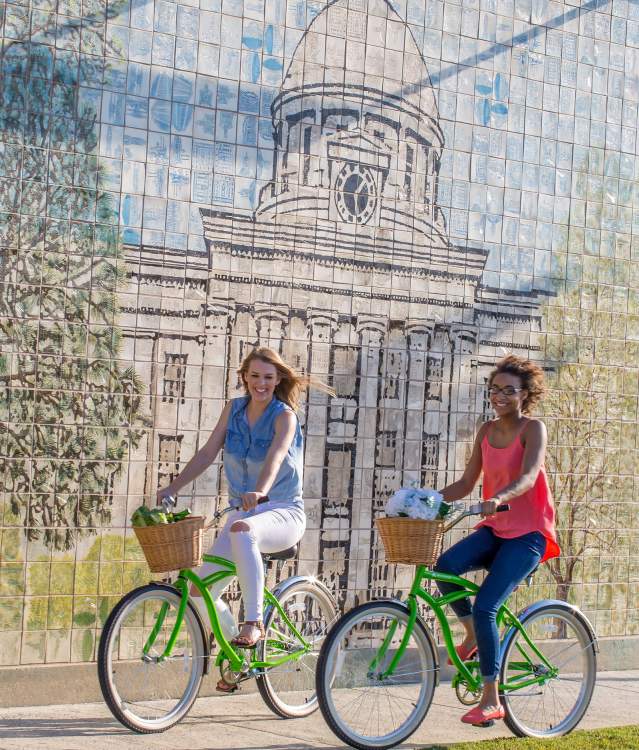 2 ladies on bikes