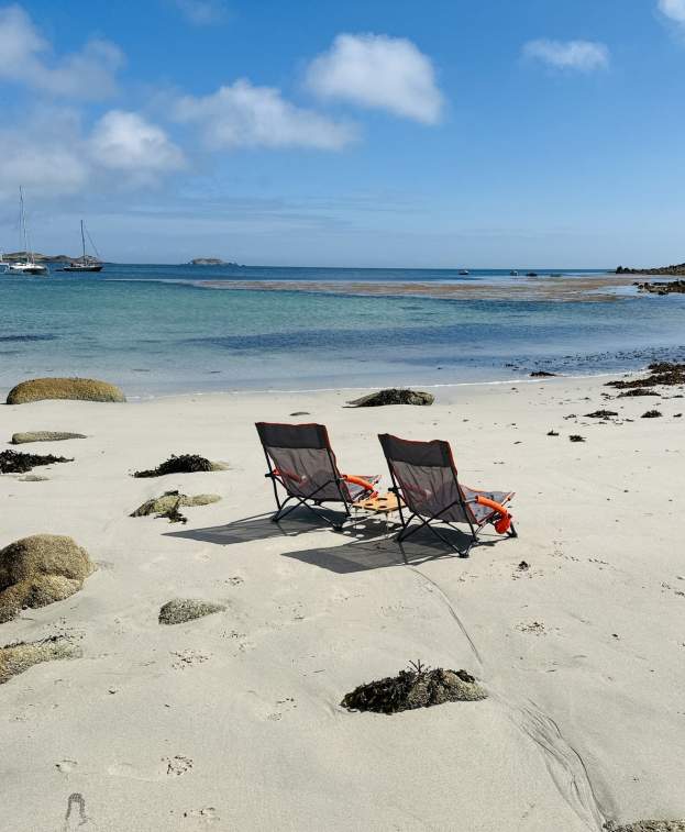 Two chairs on a beach