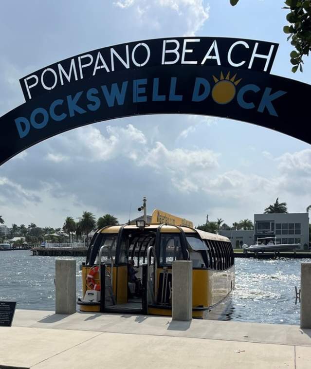 The Water Taxi docked at Pompano Beach's Dockswell Dock