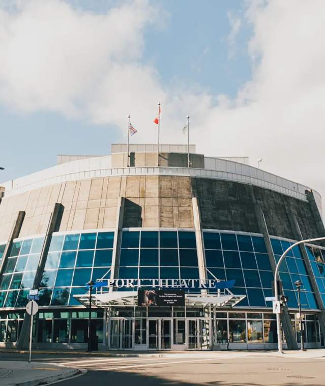 The outside of the Port Theatre.