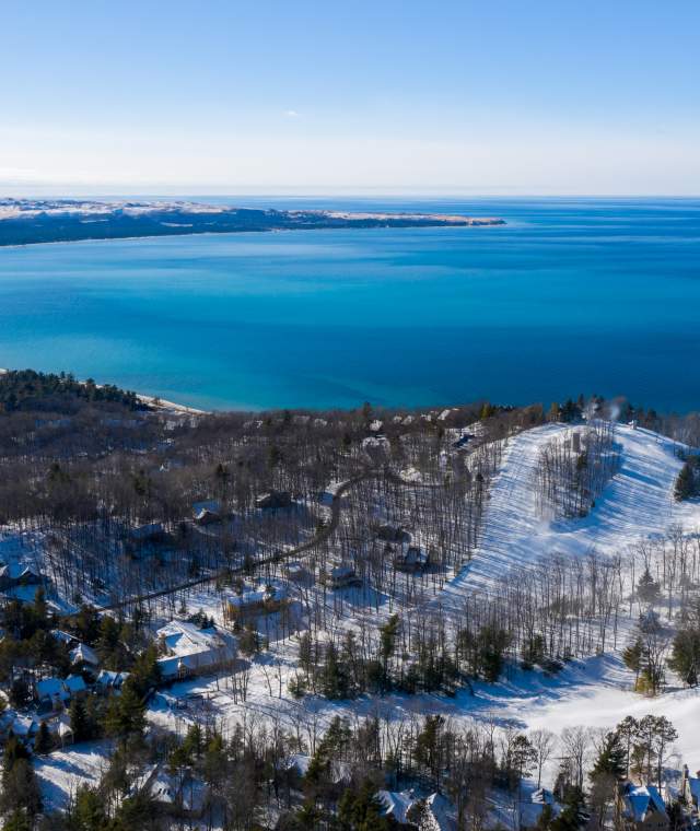 Aerial View of Bay Mountain Ski Area and Sleeping Bear Bay