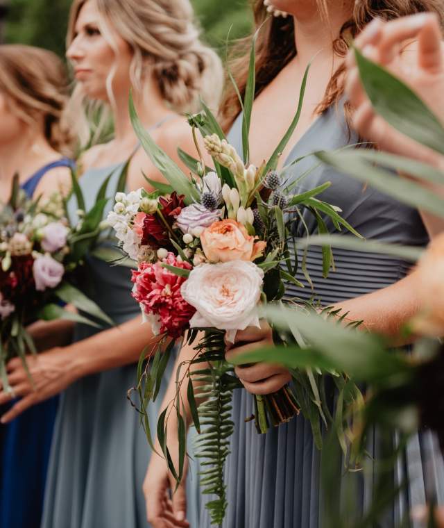Bridesmaids dresses with flowers