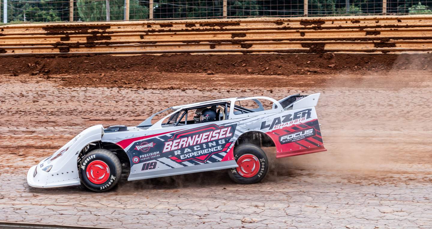 racecar on the dirt track at BAPS Motor Speedway