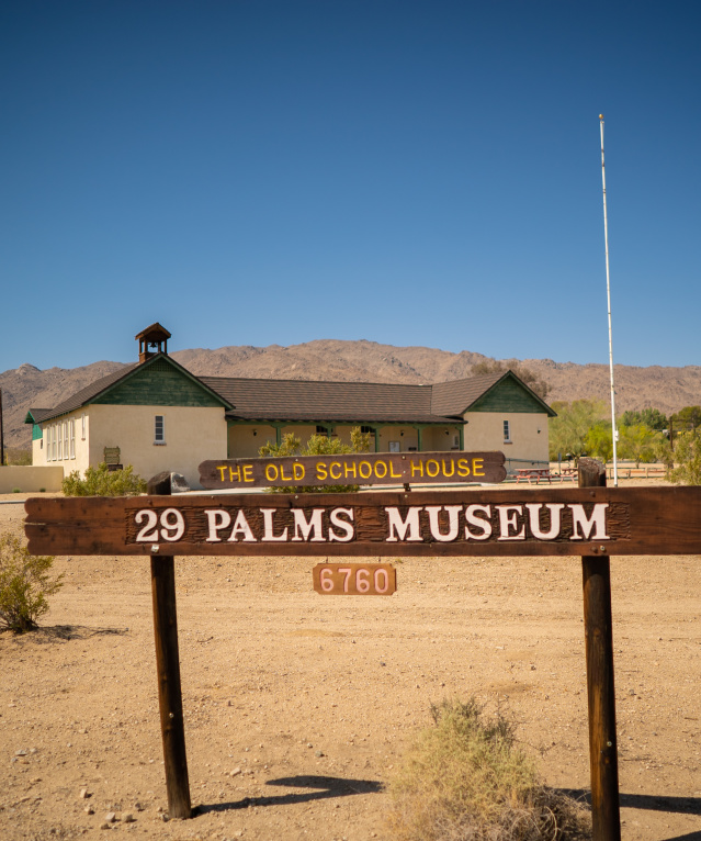 Old Schoolhouse Museum on National Park Drive in Twentynine Palms, California.