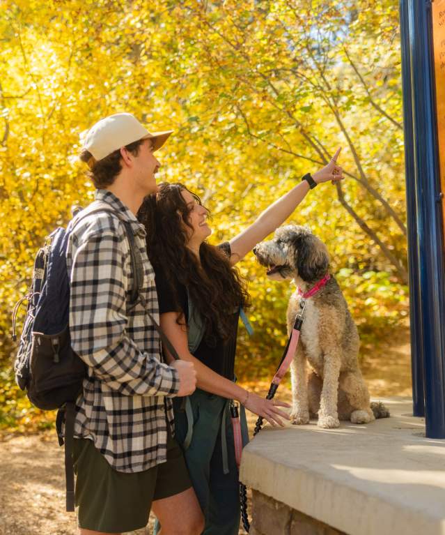 Hiking on Casper Mountain and reading trail signage