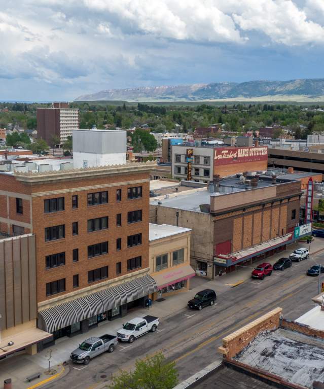 Aerial view of downtown Casper, WY