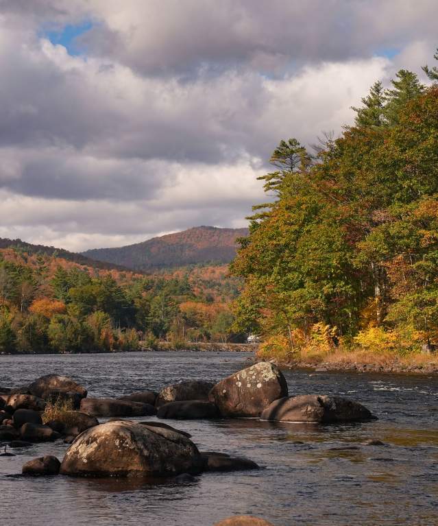 Fall foliage around the Hudson River in North Creek