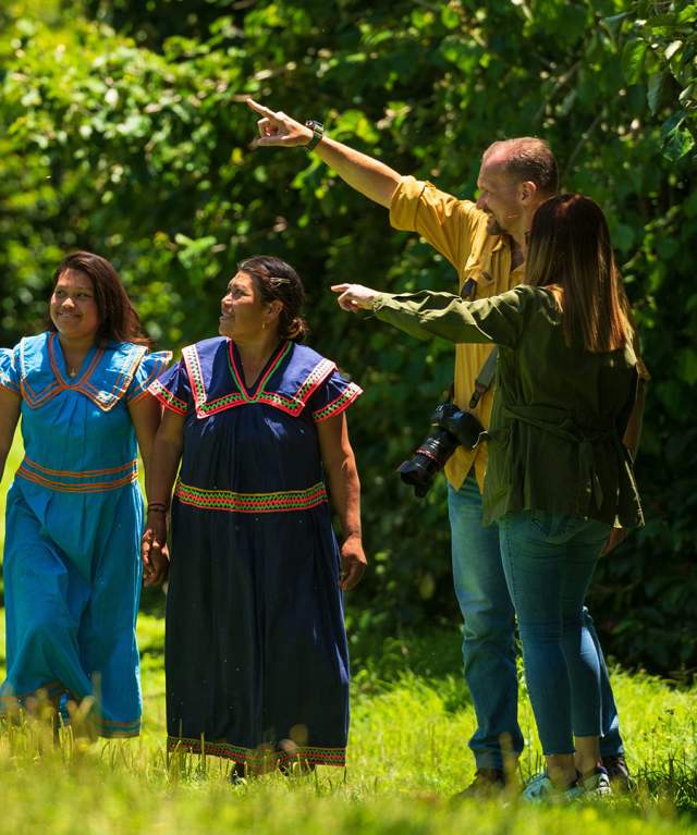 Tourists on an experience to learn about Panamanian coffee in Boquete, in the province of Chiriquí.