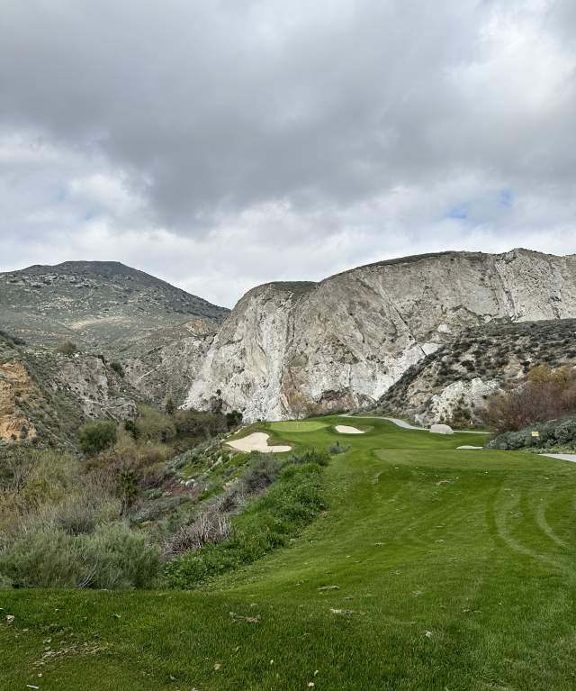 Hole 16 at the Oak Quarry Golf Club in Jurupa Valley, CA