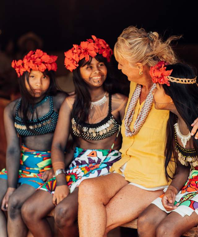 Tourist sharing with Embera community at Colon