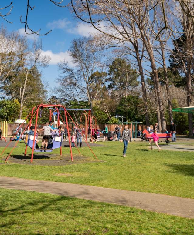 Kids playing in Queens Park, Invercargill