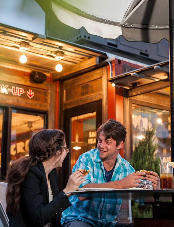 Couple dining outside