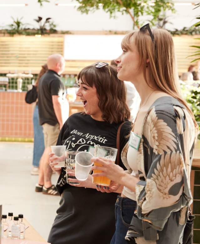 People talking at food and drink event - credit Charlotte Tolhurst