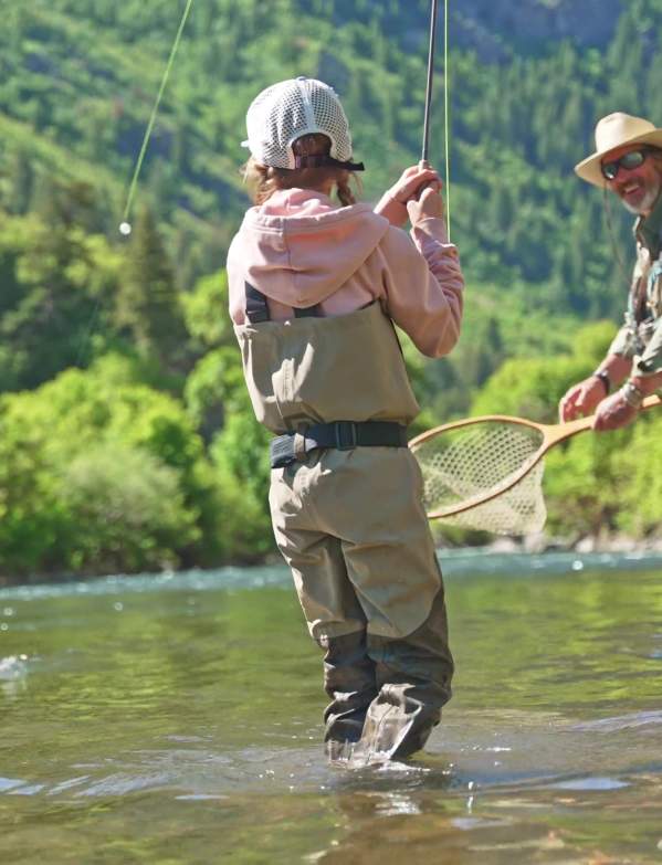 Little girl and man Fly Fishing on the Provo River