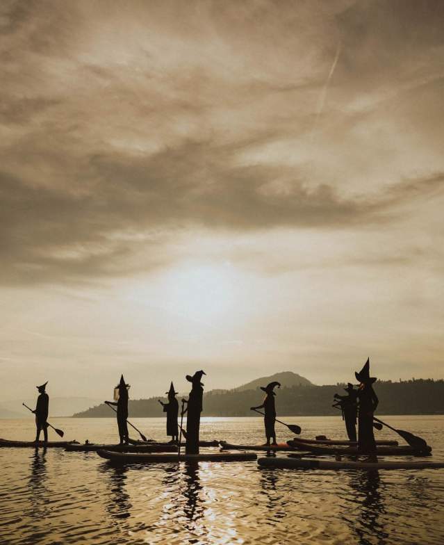 Halloween Witches Paddleboarding
