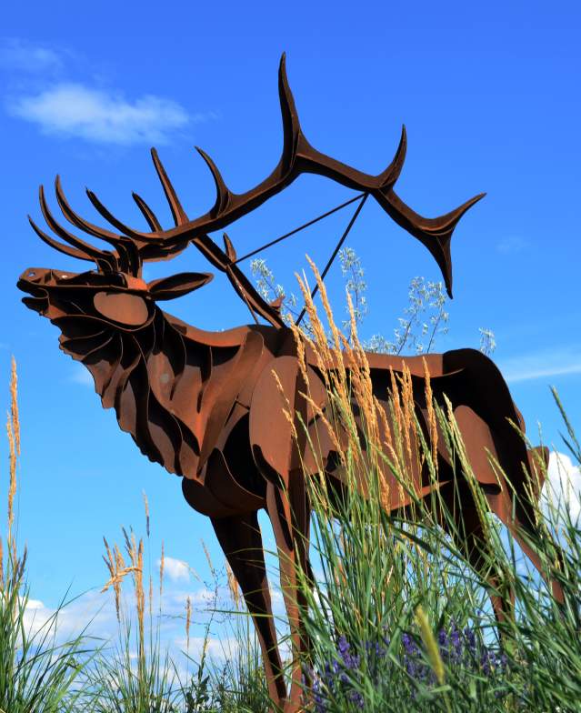 Elk Sculpture by Smoker Marchand in Westbank First Nation near Kelowna, BC