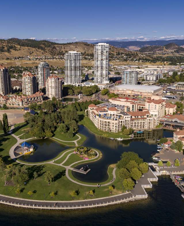 Waterfront Park downtown Kelowna Aerial 2