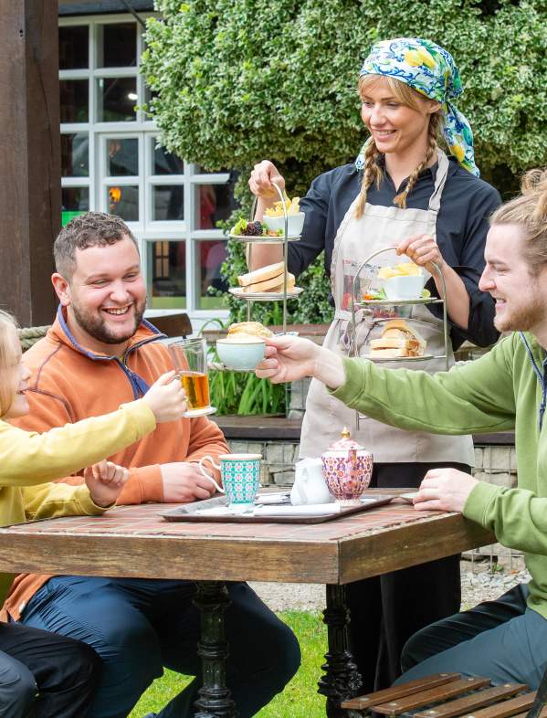Hetty's Tea Room Froghall family served Afternoon Tea outdoors diversity