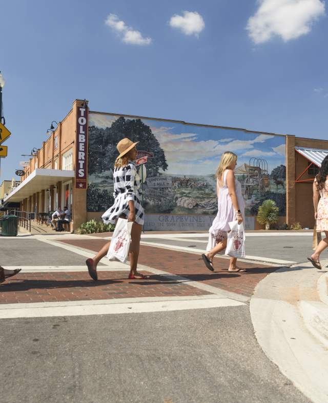 walking on Main Street in Grapevine