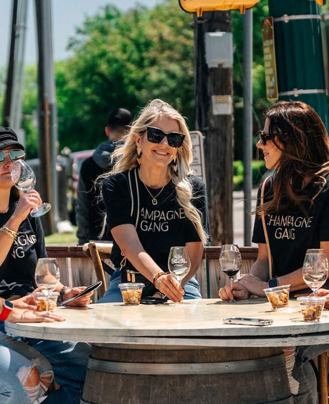 A group taking part in the New Vintage Wineries and Galleries Trail in Grapevine, Texas