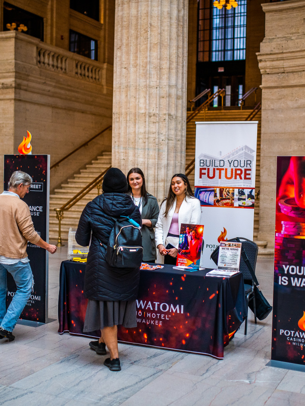 Potawatomi Casino | Hotel booth at Union Station for Wisconsin in Chicago Day