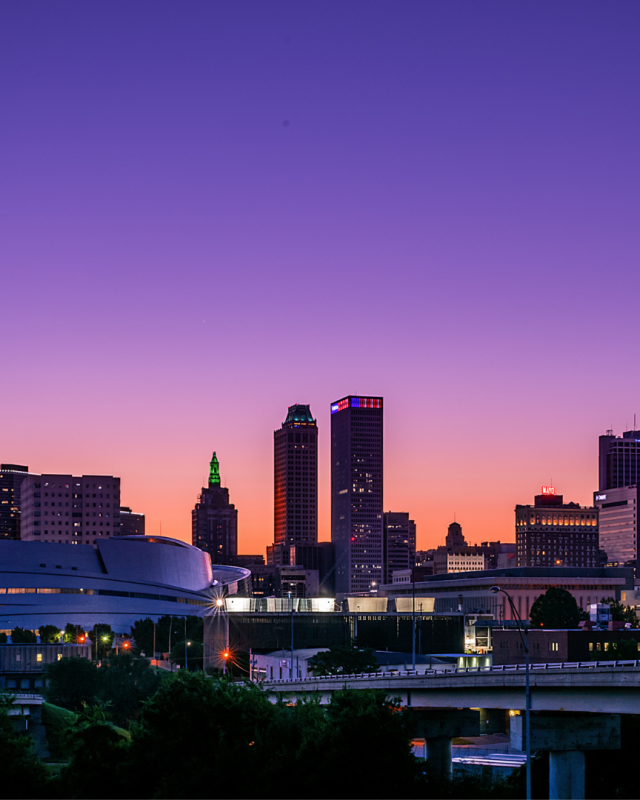 The city of Tulsa skyline at sunrise