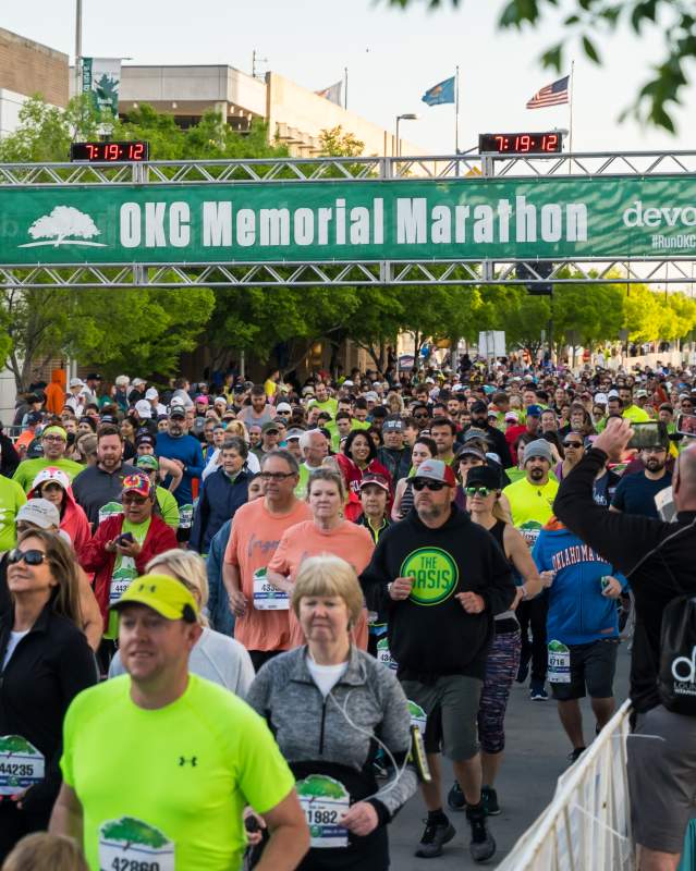 Starting line of Oklahoma City National Memorial Marathon
