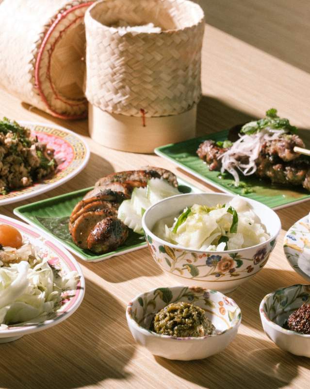 A spread of food at Ma Der Lao Kitchen