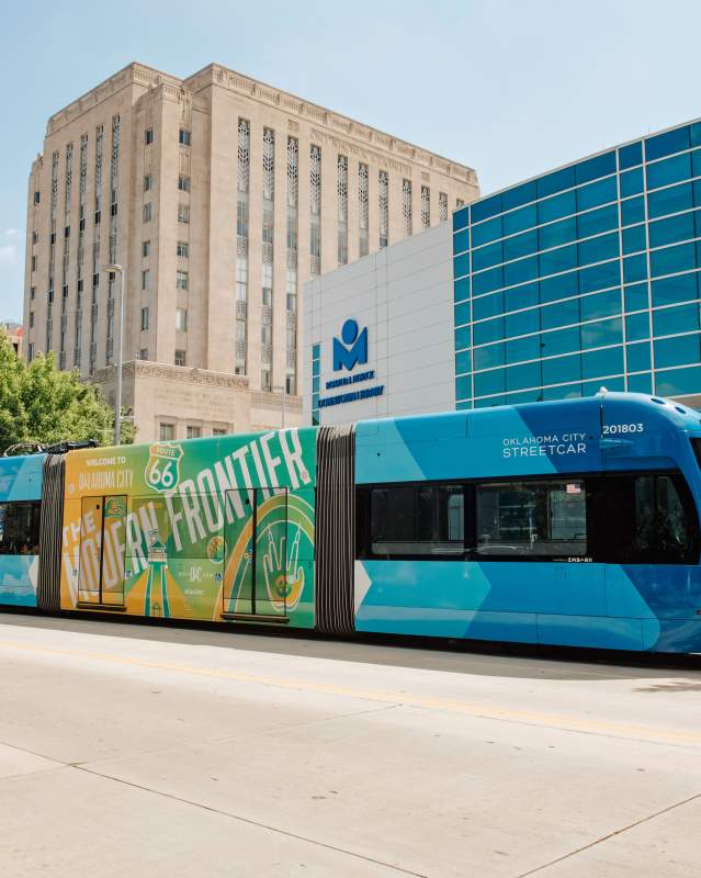 OKC Streetcar with Visit OKC wrap