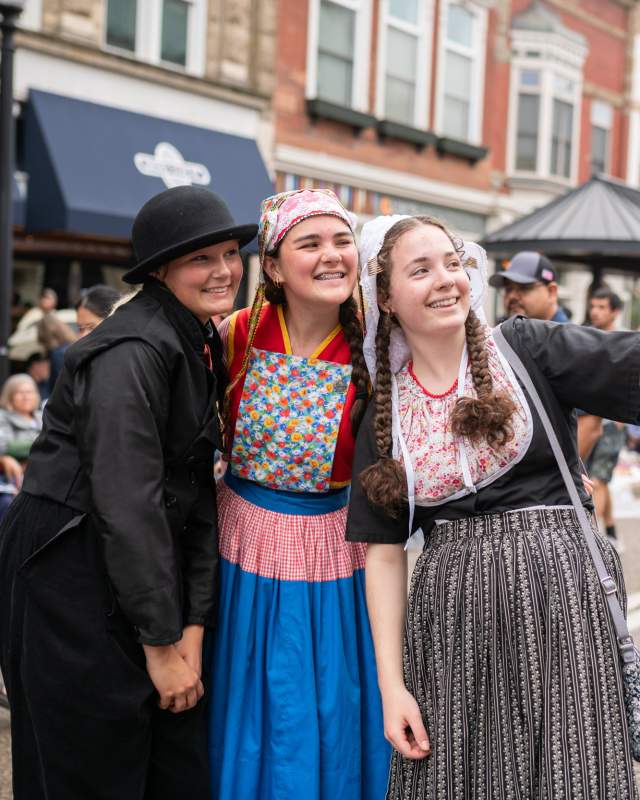 Dutch Dancers taking a Selfie Downtown Holland