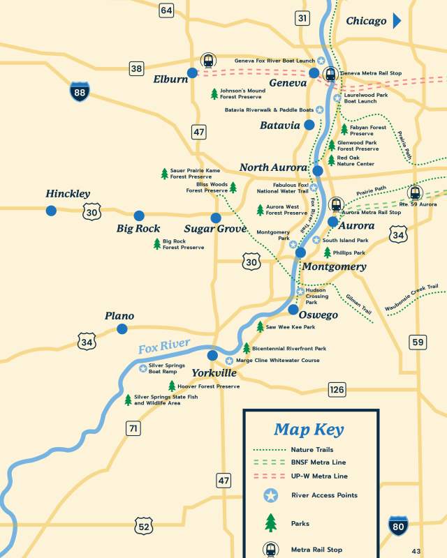 Aurora Area of Illinois Map with Transportation Options