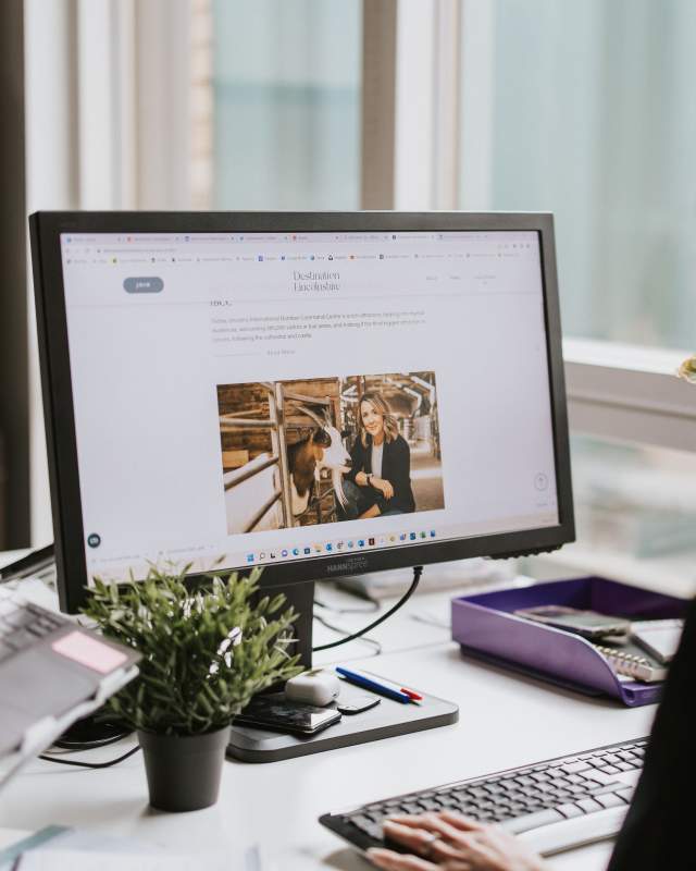 A member of staff looking at the Destination Lincolnshire website