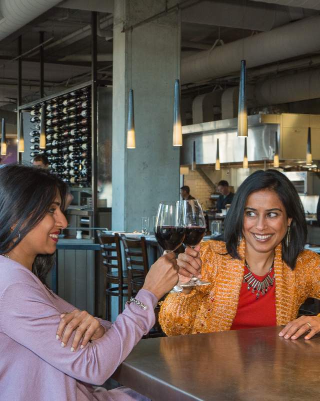 Wine toast at a restaurant