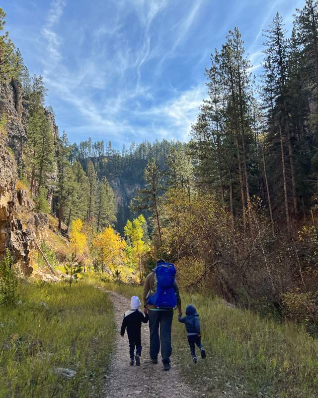 Family in Spearfish Canyon Fall