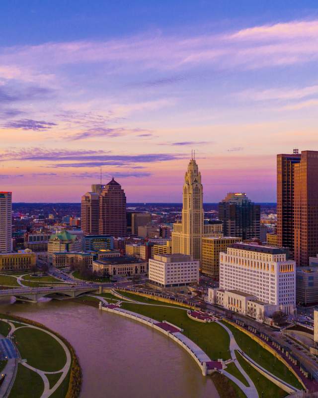 Columbus Downtown Skyline at sunset