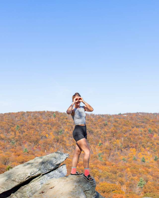 Looking out at Hawk Mountain