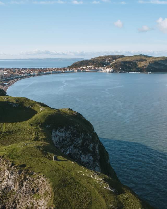 Birds eye view of the Great Orme and Llandudno Bay