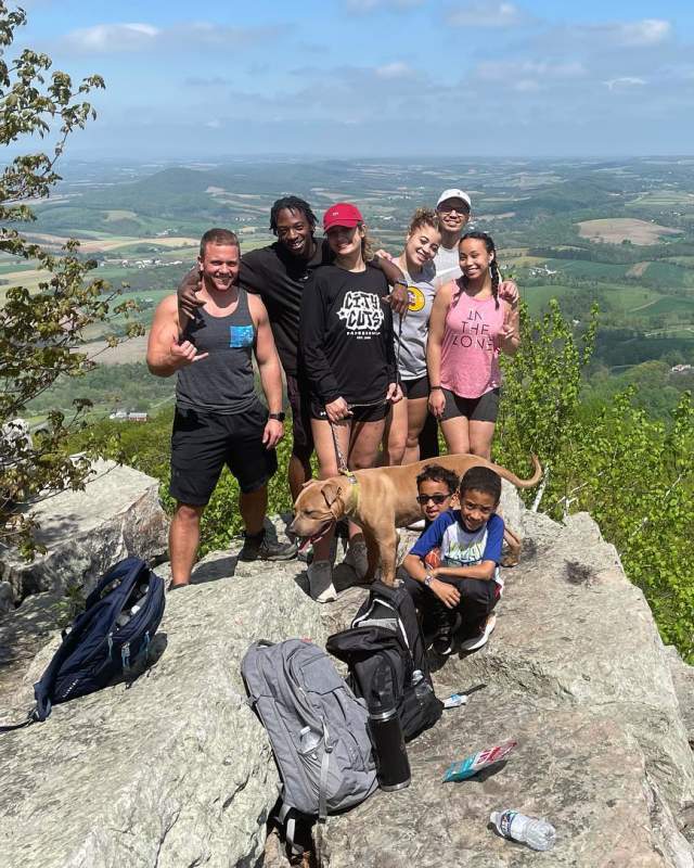 Hikers at top of Hawk Mountain