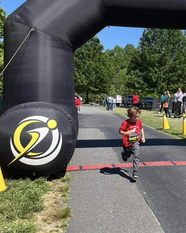 Everette Beaver finishes a race.