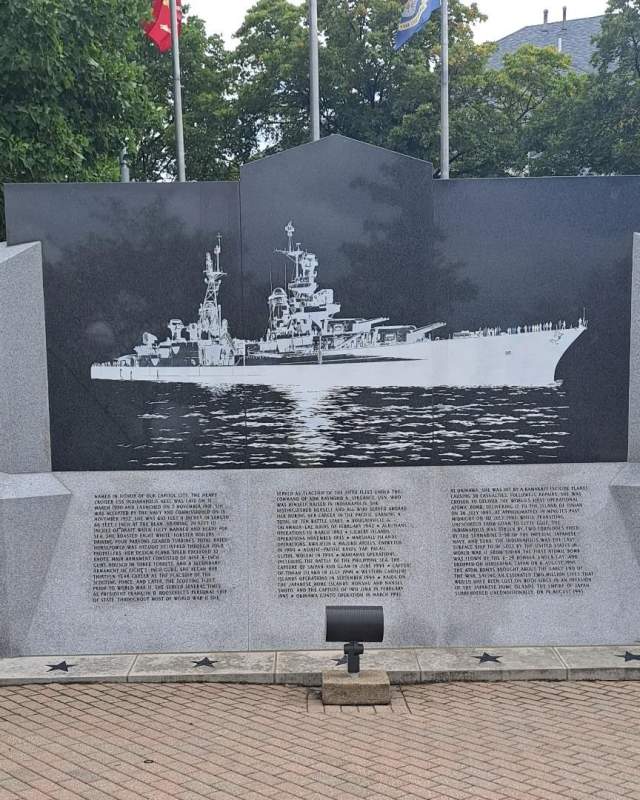 Memorial to the USS Indianapolis that transported Uranium for the Little Boy Bomb
