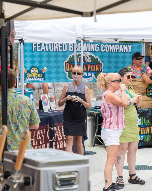 brewering tasting tents set up in main street square during the bierborse festival in rapid city, sd