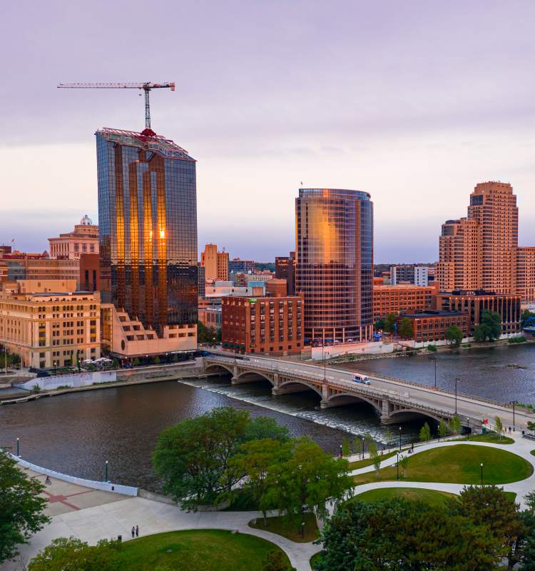 Downtown Skyline- RIver View Drone Photography