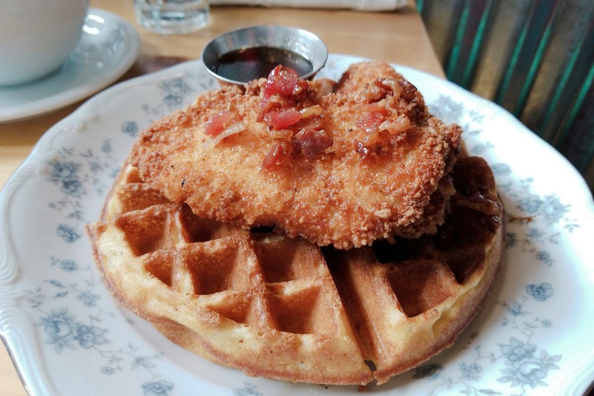 Gluten-free Chicken and Waffles at Jazzy Ladies by Rebecca Adelman