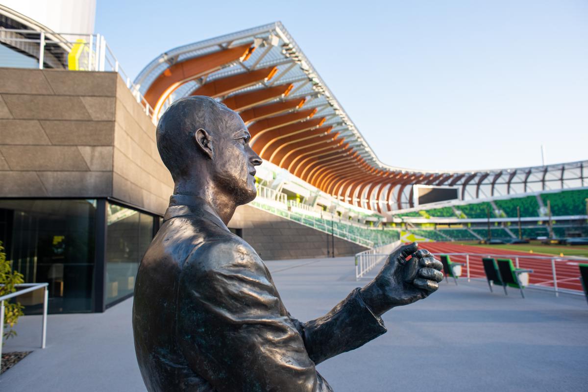 Bill Bowerman at Hayward Field 2021