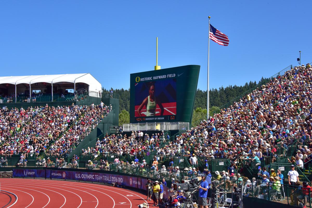 Hayward Field During Olympic Trials by Dave Thomas