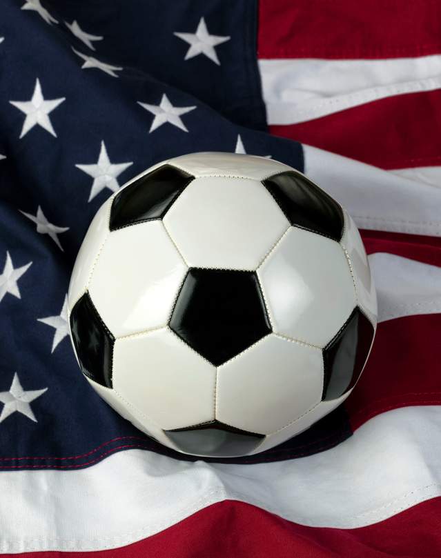 Soccer Ball on US Flag