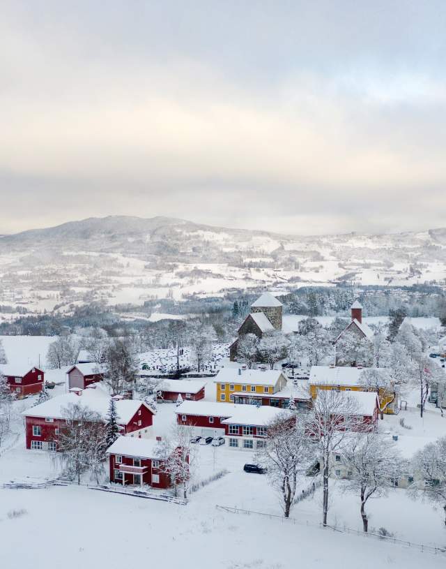 Drone photo from Ganavollen at a peaceful winter day