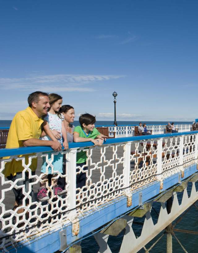 Family looking at the sea from the pier