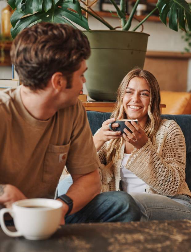 a couple at a coffee shop